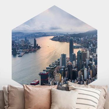 Self-adhesive hexagonal pattern wallpaper - Hong Kong At Dawn