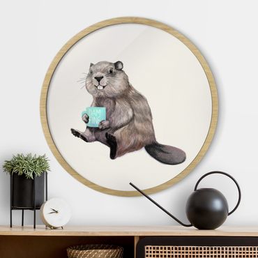 Circular framed print - Illustration Beaver Wit Coffee Mug