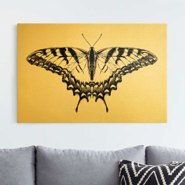 Print on canvas - Illustration Flying Tiger Swallowtail Black - Landscape format 3x2