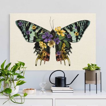 Natural canvas print - Illustration Floral Madagascan Butterfly - Landscape format 3:2