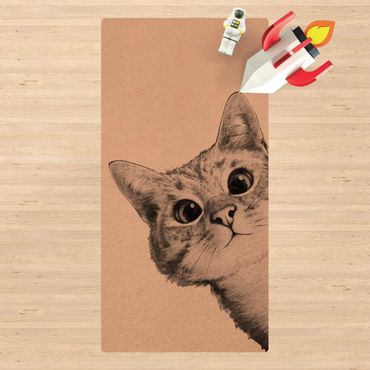 Cork mat - Illustration Cat Drawing Black And White - Portrait format 1:2