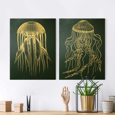Print on canvas - Illustration Jellyfish Duo