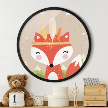 Circular framed print - Forest Fox