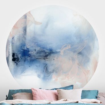 Self-adhesive round wallpaper - Indigo & Rouge I