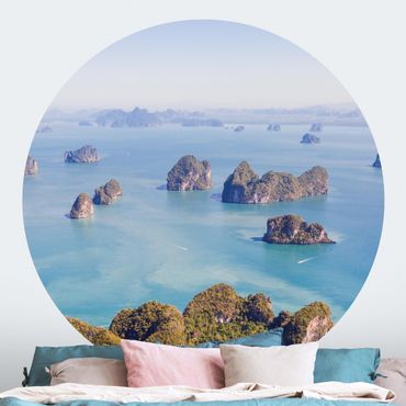 Self-adhesive round wallpaper - Island In The Ocean