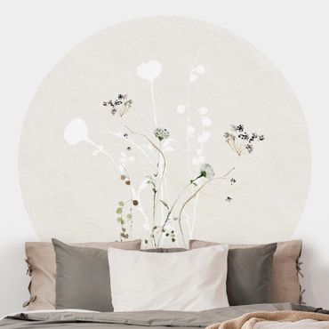 Self-adhesive round wallpaper - Japanese Ikebana ll