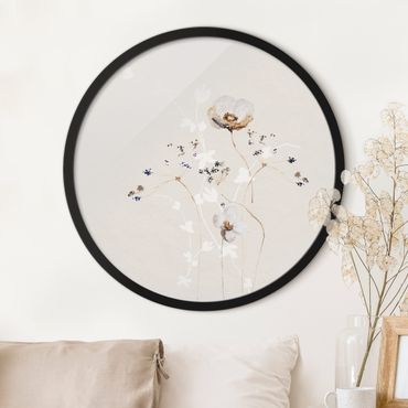 Circular framed print - Japanese Ikebana
