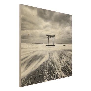 Wood print - Japanese Torii In The Ocean