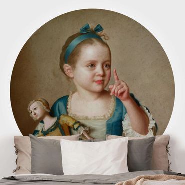 Self-adhesive round wallpaper - Jean Etienne Liotard - Girl With Doll