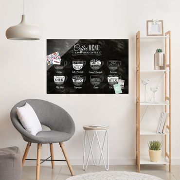 Glass print - Coffee Varieties Chalkboard