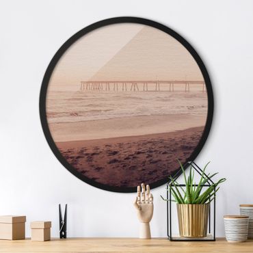 Circular framed print - California Crescent Shaped Shore
