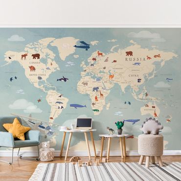 Wallpaper - Map With With Animals Of The World