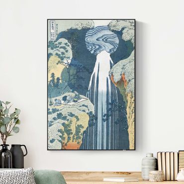 Print with acoustic tension frame system - Katsushika Hokusai – The Waterfall Of Amida