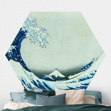 Self-adhesive hexagonal pattern wallpaper - Katsushika Hokusai - The Great Wave At Kanagawa