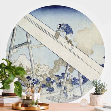 Self-adhesive round wallpaper - Katsushika Hokusai - In The Totomi Mountains