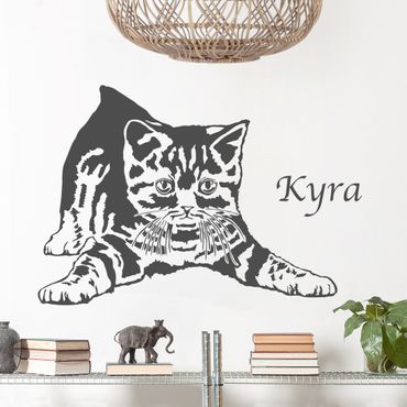 Wall sticker - Cute Kitten with customised Name