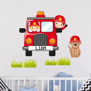 Wall sticker kids - Customised Text Fire Brigade