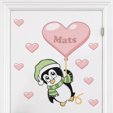 Wall sticker kids - Penguin boy customised text