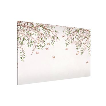 Magnetic memo board - Cherry blossom in the butterflies' play of wings