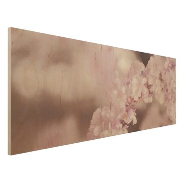 Wood print - Cherry Blossoms In Purple Light