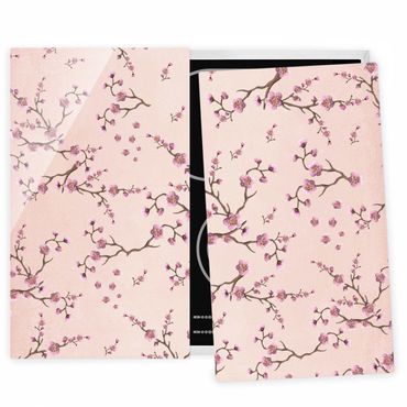Stove top covers - Cherry Blossoms On Light Pink