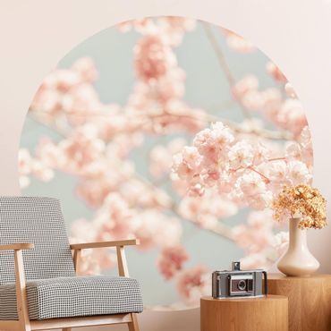 Self-adhesive round wallpaper - Cherry Blossom Glow