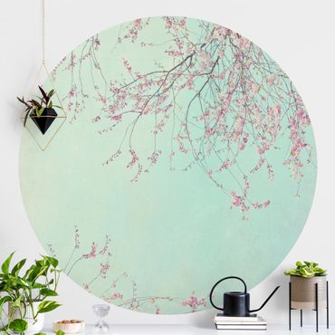 Self-adhesive round wallpaper - Cherry Blossom Yearning