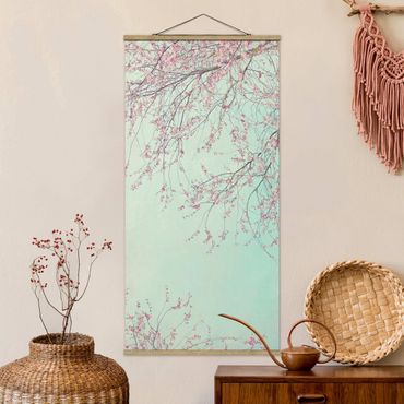 Fabric print with poster hangers - Cherry Blossom Yearning - Portrait format 1:2