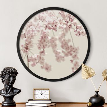 Circular framed print - Dancing Cherry Blossoms