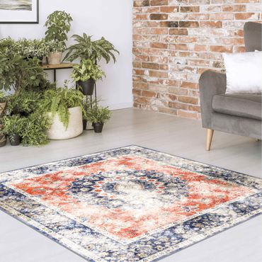 Rug - Classic Persian Pattern Blue Red Vintage