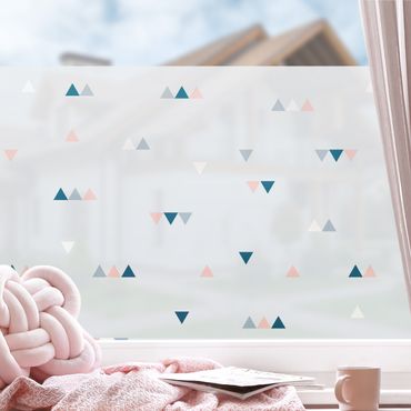 Window decoration - Small Triangles In Blue Light Pink