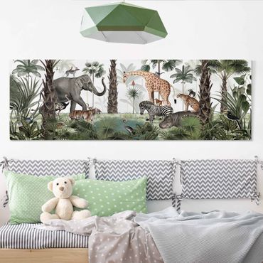 Print on canvas - Kingdom of the jungle animals - Panorama 3:1