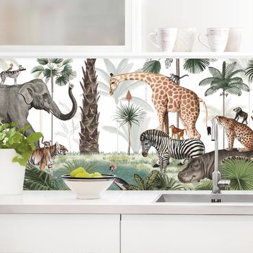 Kitchen wall cladding - Kingdom of the jungle animals