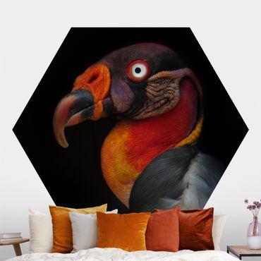 Self-adhesive hexagonal pattern wallpaper - King Vulture In Front Of Black