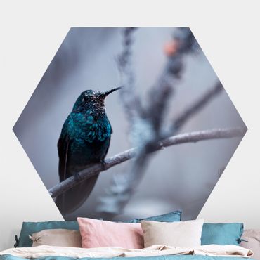 Self-adhesive hexagonal pattern wallpaper - Hummingbird In Winter