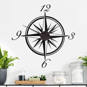 Wall sticker clock - Compass Illustration