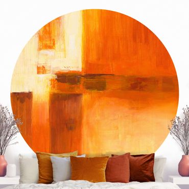 Self-adhesive round wallpaper - Composition In Orange And Brown 01