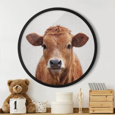 Circular framed print - Cow Kathrin