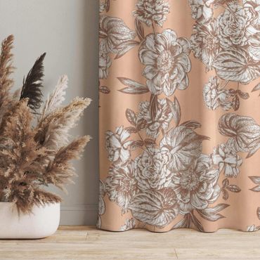 Curtain - Copper Engraving Flower Bouquet