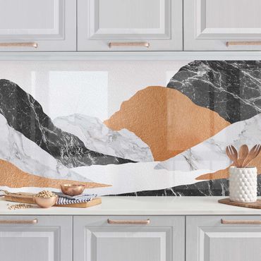 Kitchen wall cladding - Landscape In Marble And Copper II