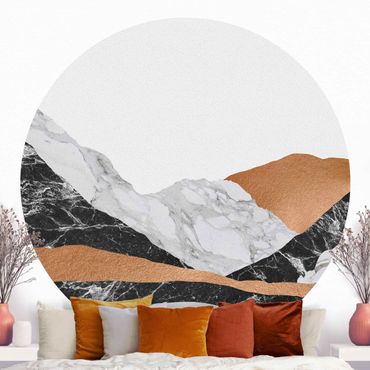 Self-adhesive round wallpaper - Landscape In Marble And Copper