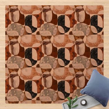Cork mat - Living Stones Pattern In Brown  - Square 1:1