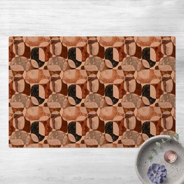 Cork mat - Living Stones Pattern In Brown  - Landscape format 3:2