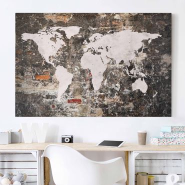 Print on canvas - Old Wall World Map