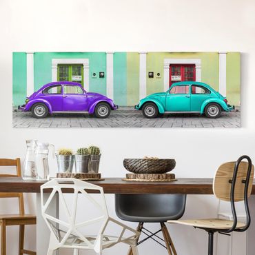 Print on canvas - Beetles Purple Turquoise