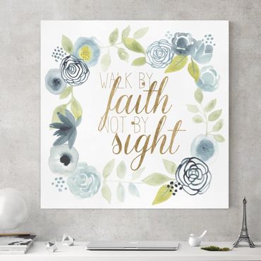 Print on canvas - Garland With Saying - Faith