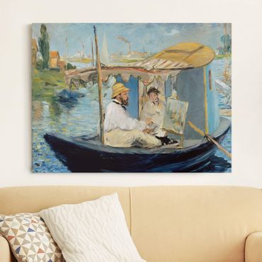 Print on canvas - Edouard Manet - Claude Monet Painting On His Studio Boat