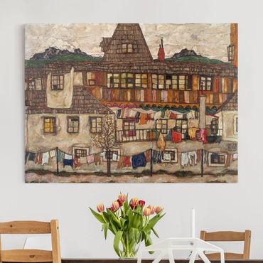 Print on canvas - Egon Schiele - House With Drying Laundry