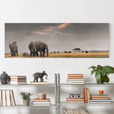 Print on canvas - Elephants in the Savannah
