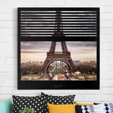 Print on canvas - Window Blinds View - Eiffel Tower Paris